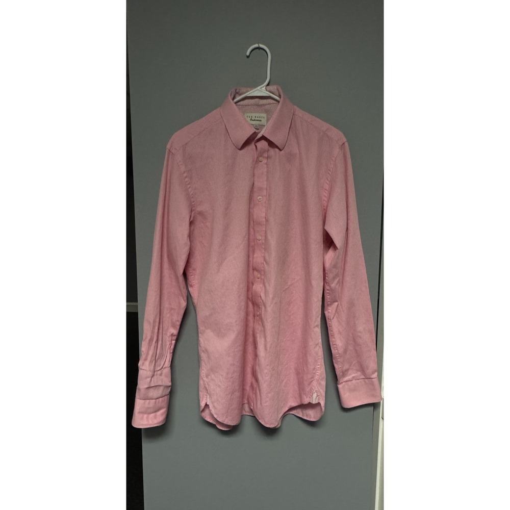 Ted Baker Endurance Dress Shirt Mens 15.5 - 34-35 Pink Long Sleeve See Descript.